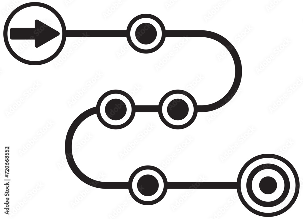 Product roadmap or project development road mapping line art vector icon for apps and websites, icon set Product roadmap or project development road mapping line art vector icon for apps and websites, icon set