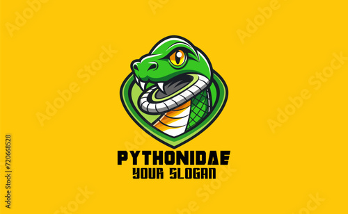 Pythonidae Reptile Vintage Snake Logo Design, Premium Vector Template