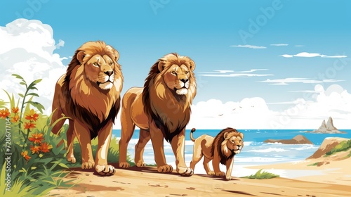 A majestic scene with lions symbolizing the wild beauty of the wild.