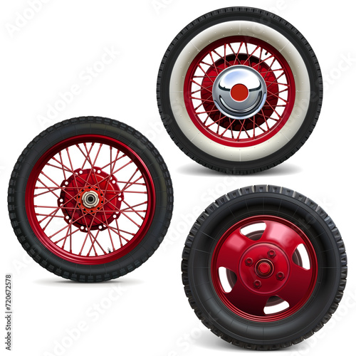 Vector Retro Wheels with Red Disks