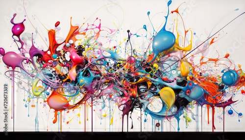 Wallpaper Mural 3D rendering of energetic and colorful paint splashes on a white background. Torontodigital.ca