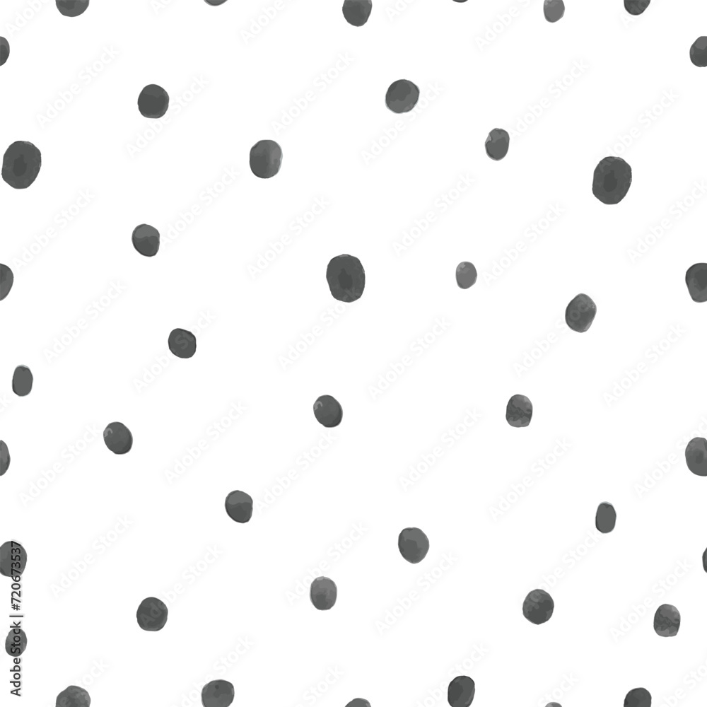 Scandinavian elegant monochrome dots, seamless pattern scrapbook paper design, black vector icon doodle