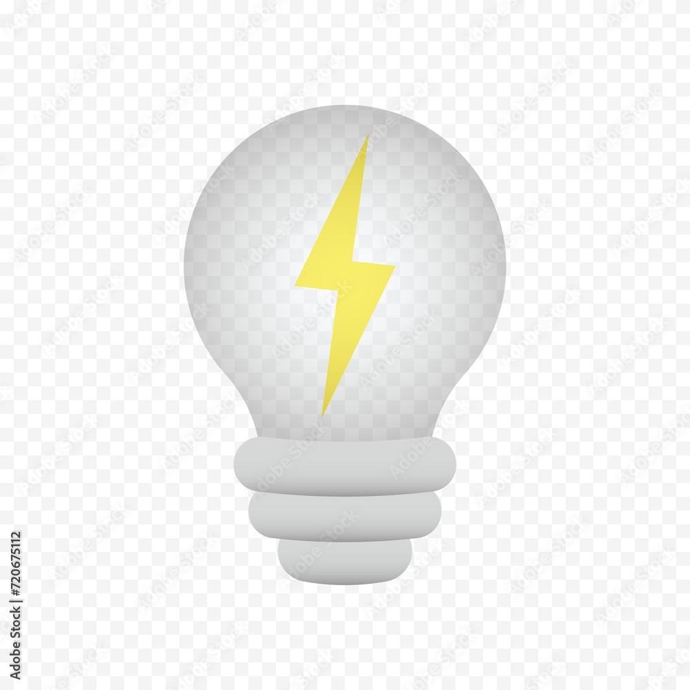 Light bulb with lightning symbol. Electricity, energy and innovation vector icon.