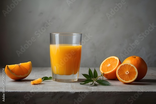 Jugo de naranja concepto, vaso de cristal