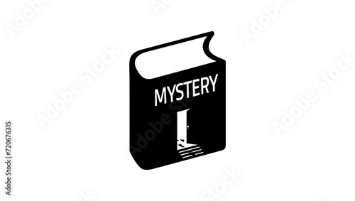 Mystery book sign, black isolated silhouette