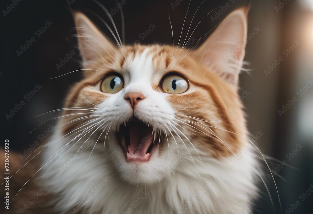 Portrait of a funny surprised cat closeup Cute cat in jump isolated on transparent background Portrait of a funny surprised cat closeup Cute cat in jump isolated on transparent background