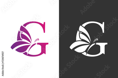 illustration butterfly logo design with letter g concept