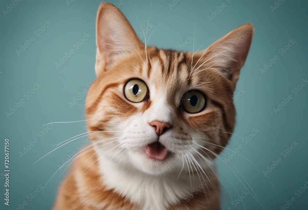 Portrait of a funny surprised cat closeup Cute cat in jump isolated on transparent background Portrait of a funny surprised cat closeup Cute cat in jump isolated on transparent background