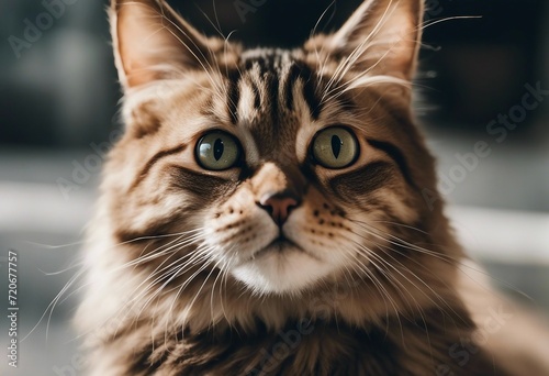 Portrait of a funny surprised cat closeup isolated on transparent background