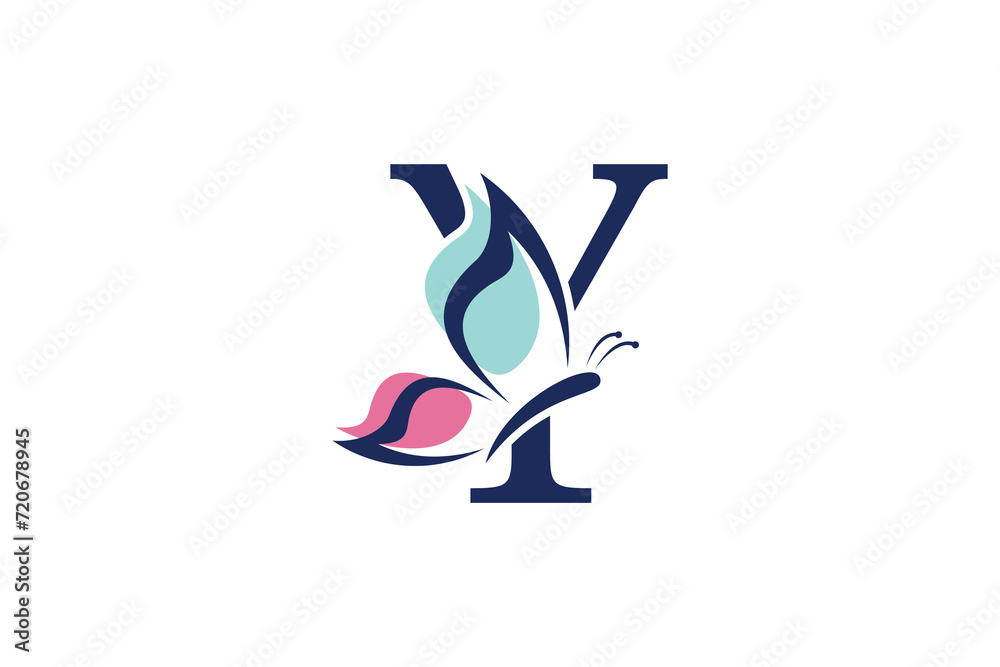 letter y logo design with butterfly illustration logo concept letter y logo design with butterfly illustration logo concept