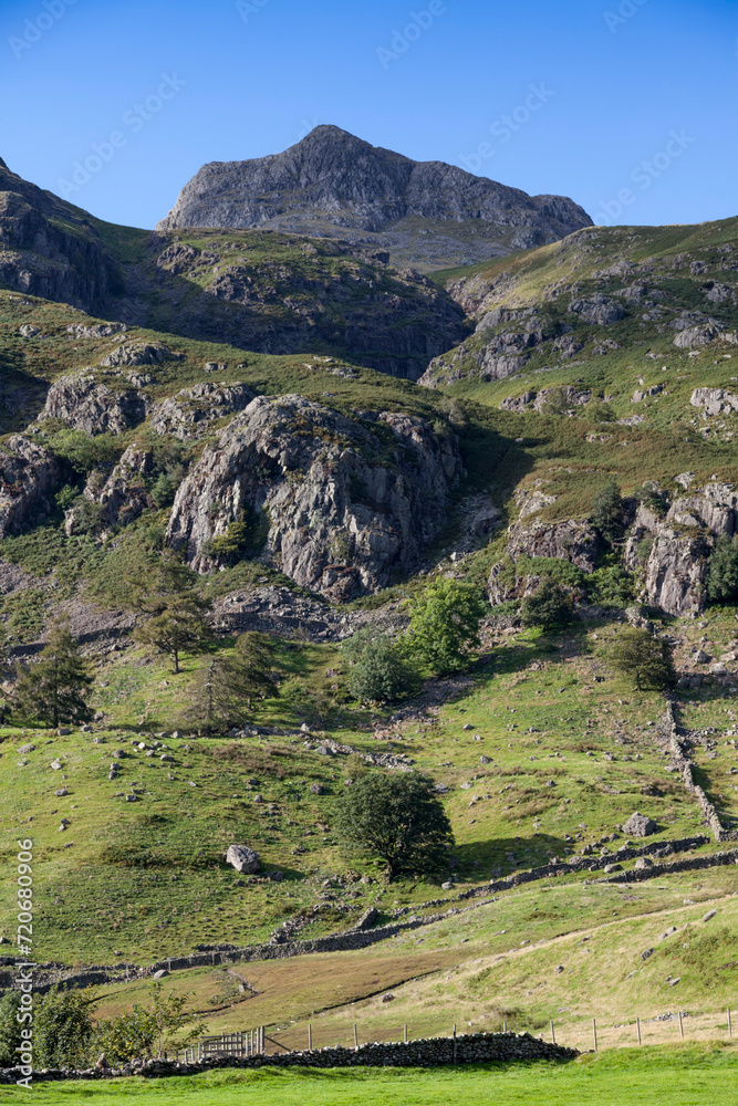 Langdale Pike from the base, Great Langdale Valley, Lake District, UK