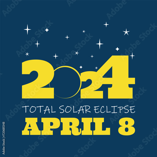 April 8th 2024 total solar eclipse illustration