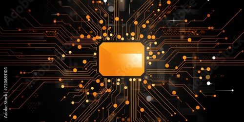 Computer technology vector illustration with coral circuit board background