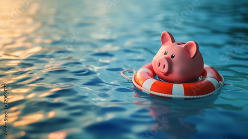 Piggy Bank Float in Swimming Pool