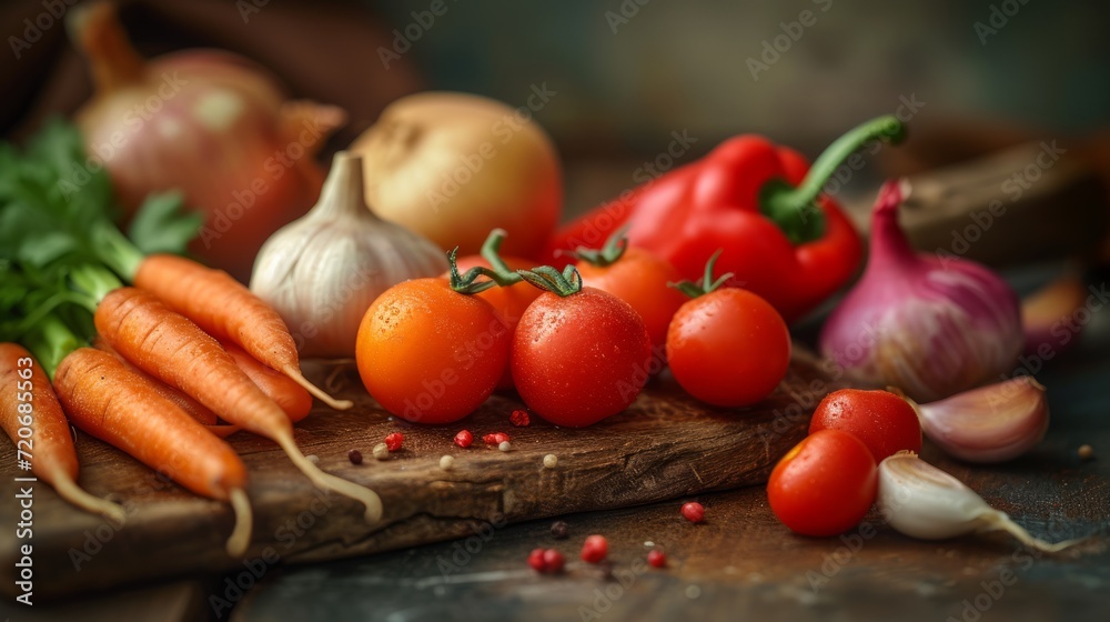 Fresh Vegetables on Wooden Cutting Board Fresh Vegetables on Wooden Cutting Board