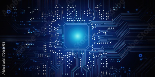 Computer technology vector illustration with indigo circuit board background pattern