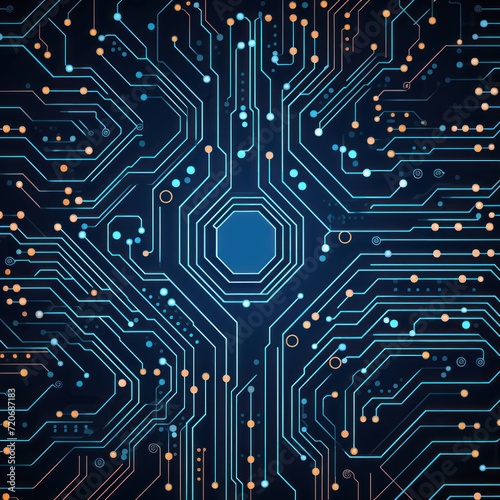 Computer technology vector illustration with indigo circuit board background pattern