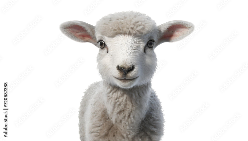 Fototapeta premium Cute lamb isolated on a transparent background.