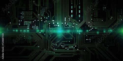 Computer technology vector illustration with jade circuit board background