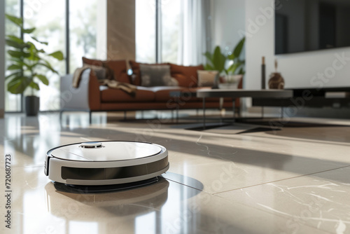 Robot Vacuum Cleaner in Modern Home