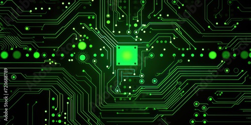 Computer technology vector illustration with lime circuit board background pattern