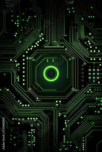 Computer technology vector illustration with lime circuit board background pattern