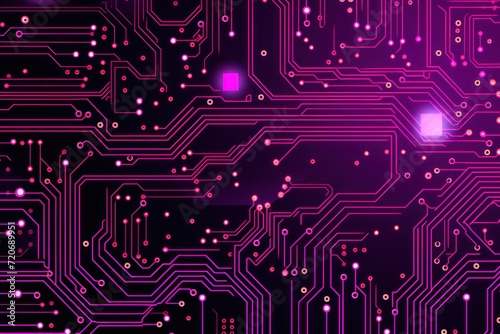 Computer technology vector illustration with pink circuit board background pattern