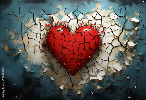 Shattered Love: Heart Breaking Through Wall