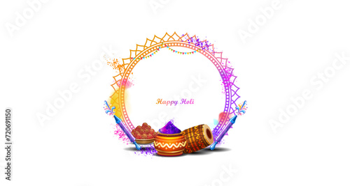 Happy Holi. Indian traditional holi festival celebration greeting card, poster, frame, floral, template, background design.