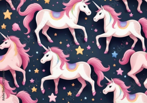 Childrens Illustration Of Seamless Pattern With Unicorns