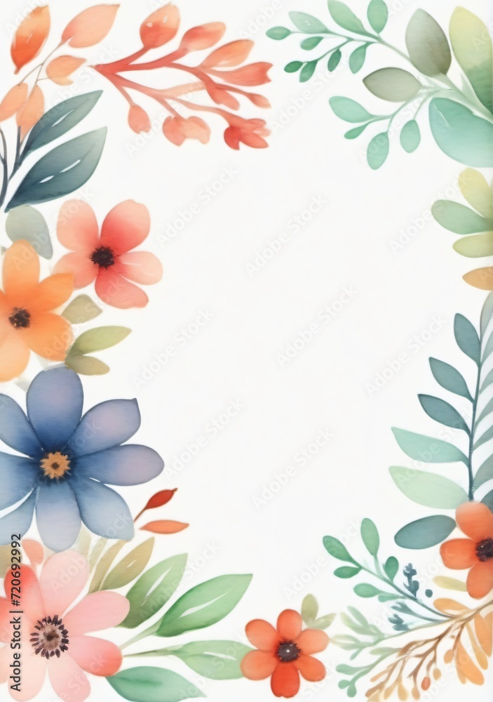 Watercolor Illustration Of A Watercolor Border Isolated On White Background