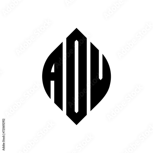 ADV circle letter logo design with circle and ellipse shape. ADV ellipse letters with typographic style. The three initials form a circle logo. ADV Circle Emblem Abstract Monogram Letter Mark Vector.