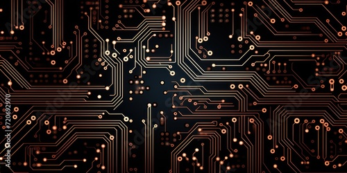 Computer technology vector illustration with rose gold circuit board photo