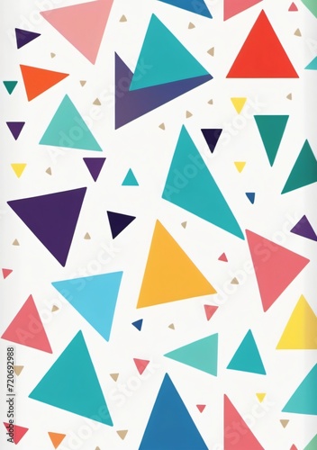 Childrens Illustration Of Triangle Pattern Background On White, Png. Geometric Pattern Background. Triangles On White