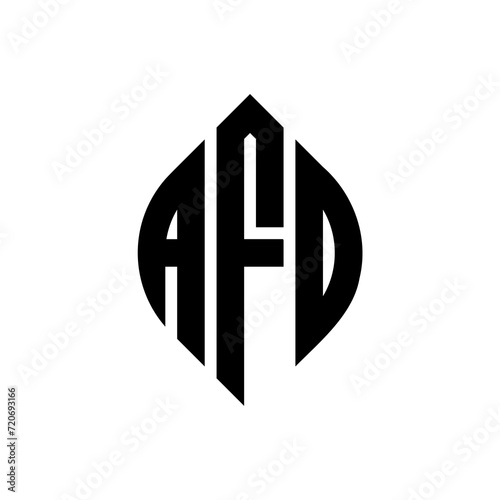 AFD circle letter logo design with circle and ellipse shape. AFD ellipse letters with typographic style. The three initials form a circle logo. AFD Circle Emblem Abstract Monogram Letter Mark Vector.