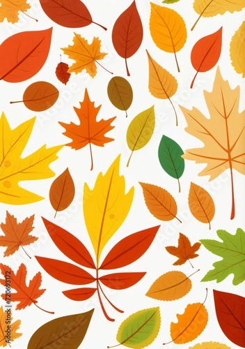 Childrens Illustration Of Autumn Leaves Background