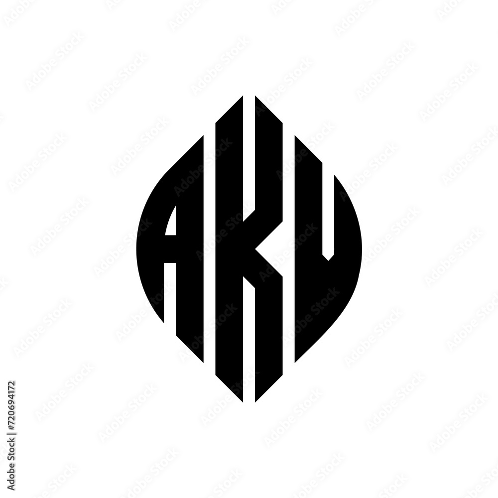 AKV circle letter logo design with circle and ellipse shape. AKV ellipse letters with typographic style. The three initials form a circle logo. AKV Circle Emblem Abstract Monogram Letter Mark Vector. AKV circle letter logo design with circle and ellipse shape. AKV ellipse letters with typographic style. The three initials form a circle logo. AKV Circle Emblem Abstract Monogram Letter Mark Vector.