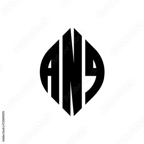 ANQ circle letter logo design with circle and ellipse shape. ANQ ellipse letters with typographic style. The three initials form a circle logo. ANQ Circle Emblem Abstract Monogram Letter Mark Vector. photo