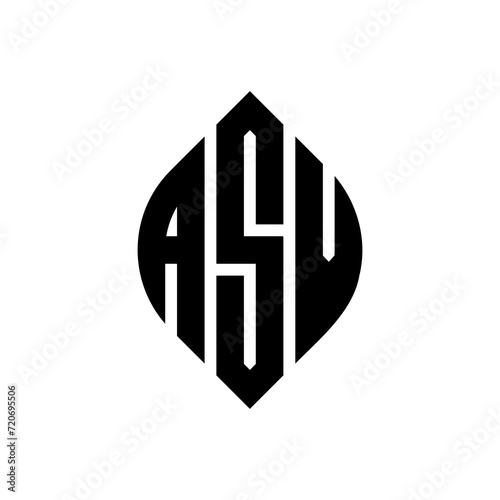 ASV circle letter logo design with circle and ellipse shape. ASV ellipse letters with typographic style. The three initials form a circle logo. ASV Circle Emblem Abstract Monogram Letter Mark Vector. photo