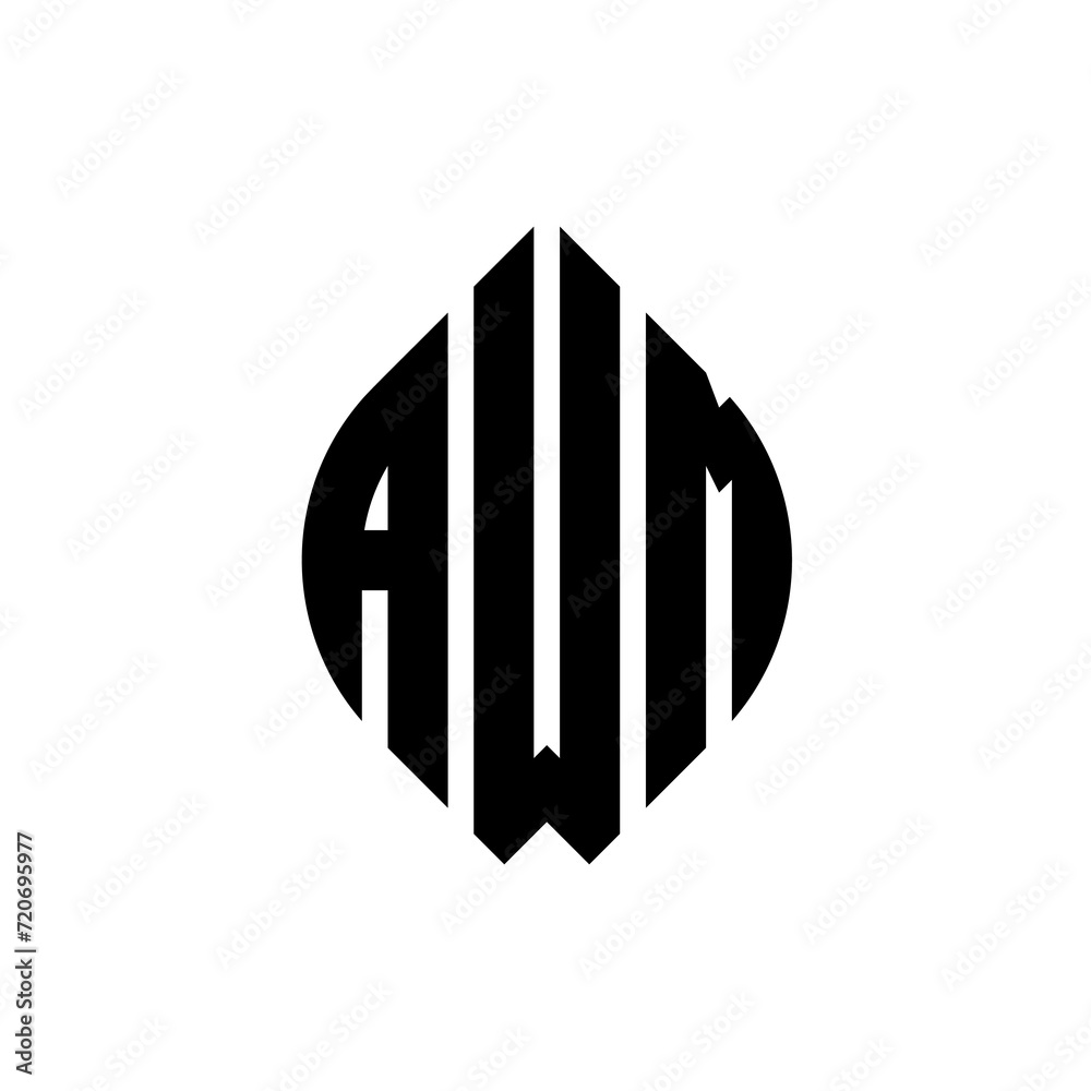 AWM circle letter logo design with circle and ellipse shape. AWM ellipse letters with typographic style. The three initials form a circle logo. AWM Circle Emblem Abstract Monogram Letter Mark Vector. AWM circle letter logo design with circle and ellipse shape. AWM ellipse letters with typographic style. The three initials form a circle logo. AWM Circle Emblem Abstract Monogram Letter Mark Vector.