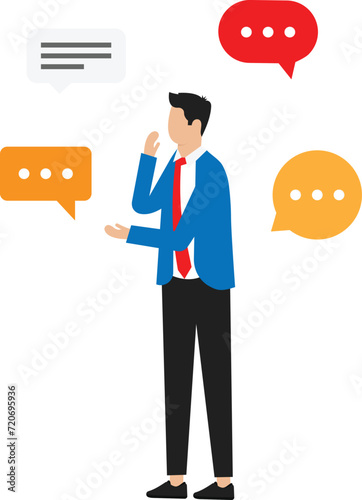 Verbal or oral communication skill, storytelling or explanation, public speaking and talking or discussion, telling message or speech concept

