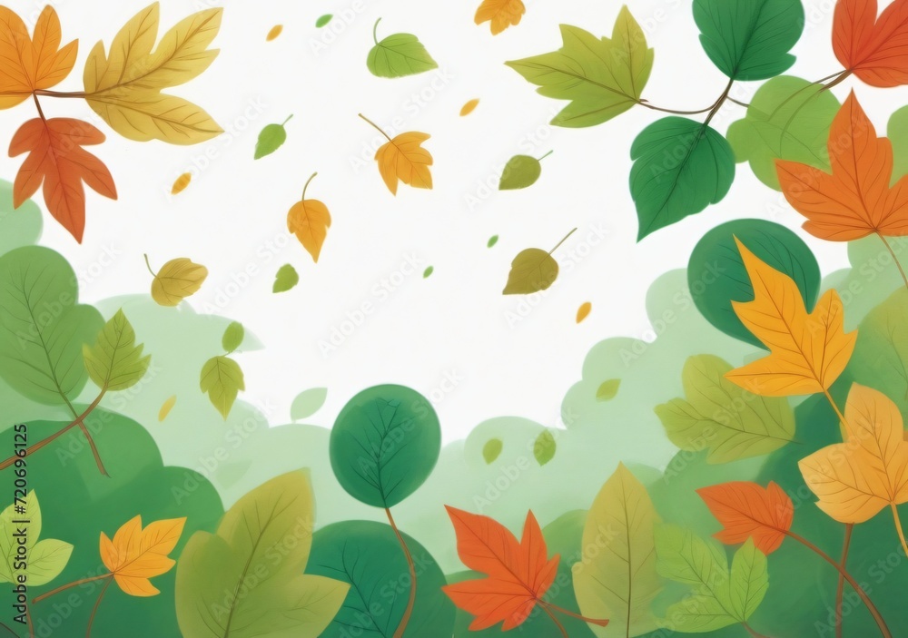 Fototapeta premium Childrens Illustration Of Background With Leaves