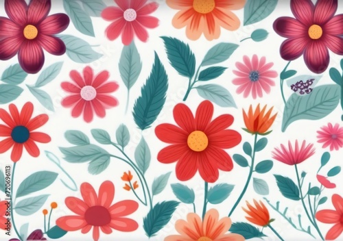 Childrens Illustration Of Seamless Floral Pattern