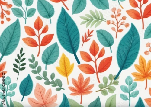 Childrens Illustration Of Nature Seamless Summer Fabric Illustration Leaves Design Floral Plant Texture Spring Pattern Wallpaper Background