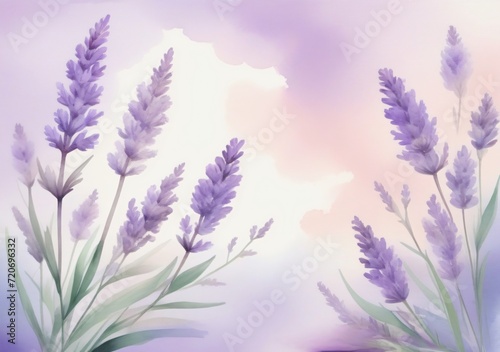 Childrens Illustration Of Watercolor Lavender Background With A Copy Space  Delicate Soft Pastel Shade Illustration Greeting Blank