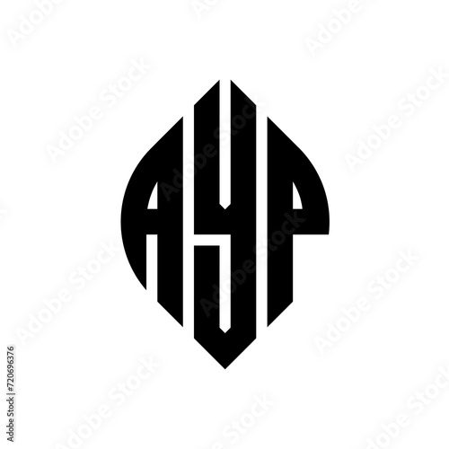 AYP circle letter logo design with circle and ellipse shape. AYP ellipse letters with typographic style. The three initials form a circle logo. AYP Circle Emblem Abstract Monogram Letter Mark Vector.