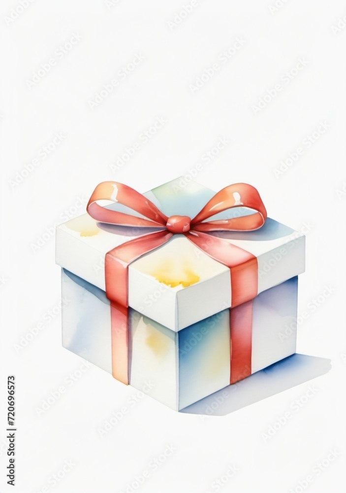 Obraz premium Watercolor Illustration Of A Blank White Gift Box Isolated On White Background