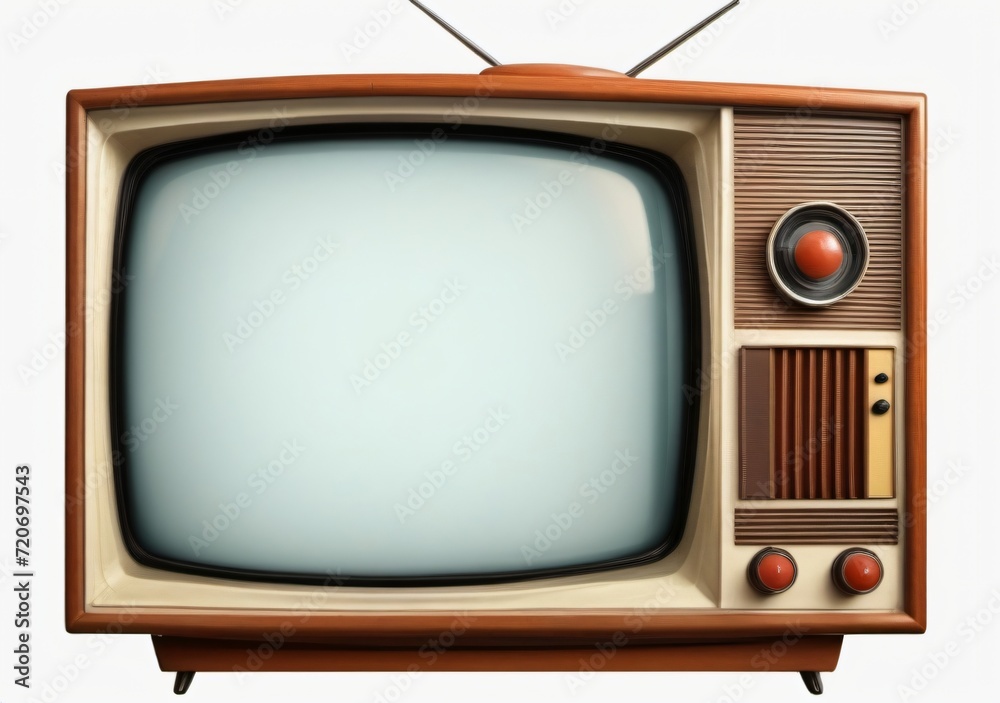Childrens Illustration Of Old Tv Set Vintage Television With Blank Screen Isolated On White White Background, Png