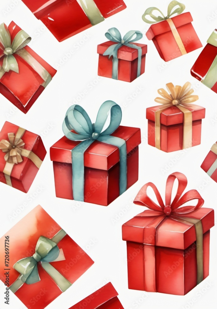 Watercolor Illustration Of An Open Red Gift Box Or Red Present Box Isolated On White Background Watercolor Illustration Of An Open Red Gift Box Or Red Present Box Isolated On White Background