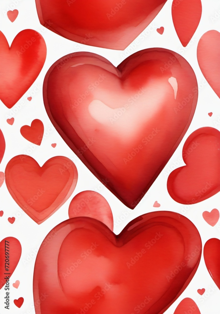 Watercolor Illustration Of A 3D Red Heart Isolated On White Background